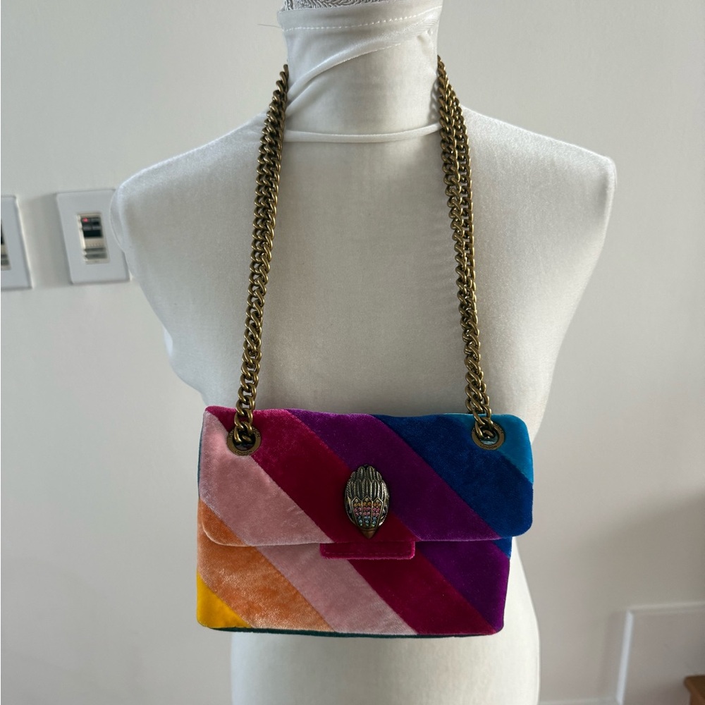 Kurt Geiger London Kensington Rainbow Velvet Crossbody Shoulder Bag Purse